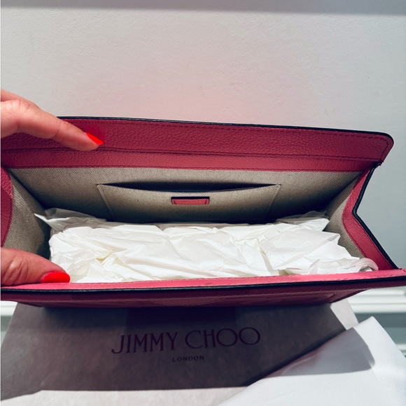 Brand new JIMMY CHOO Logo Embossed Pebbled Leather Clutch - Picture 4 of 6